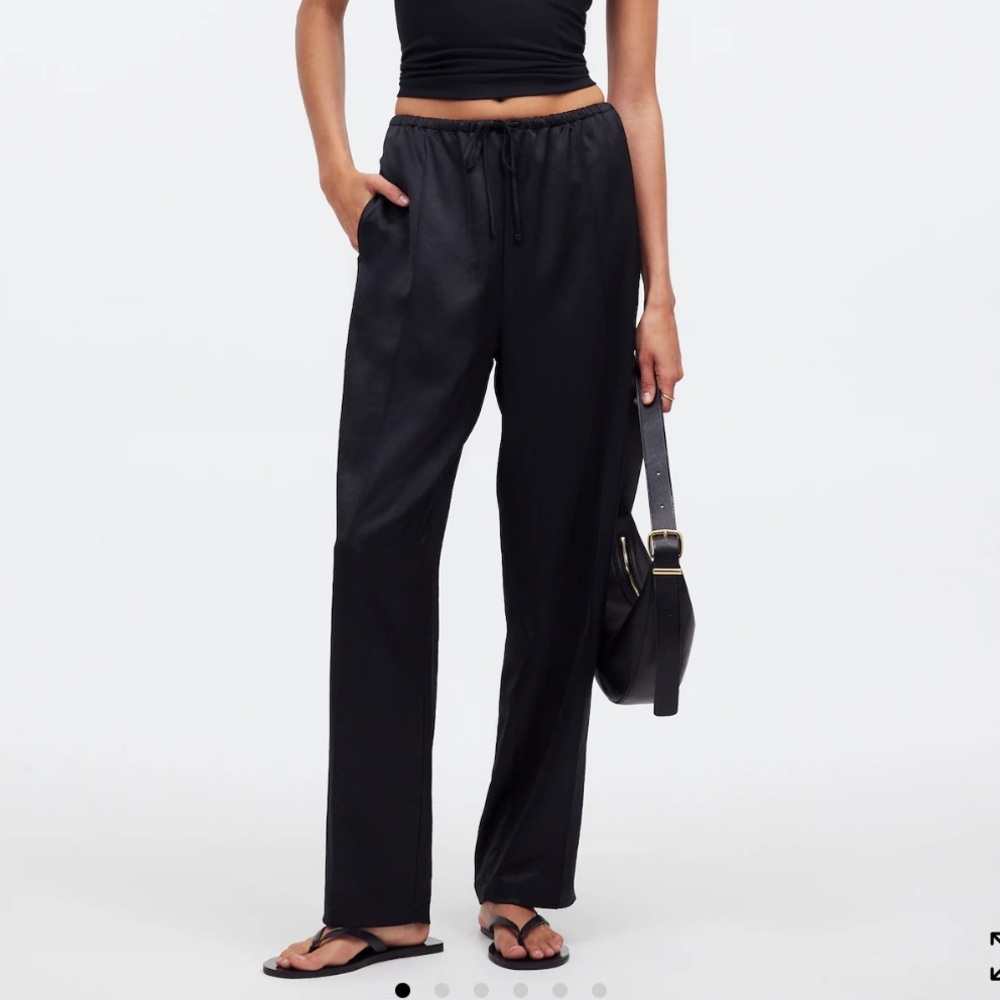 Black Satin Pull-On Pants